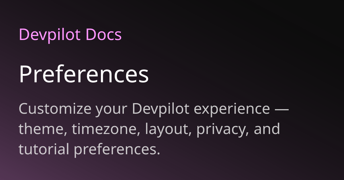 Preferences | Devpilot Docs