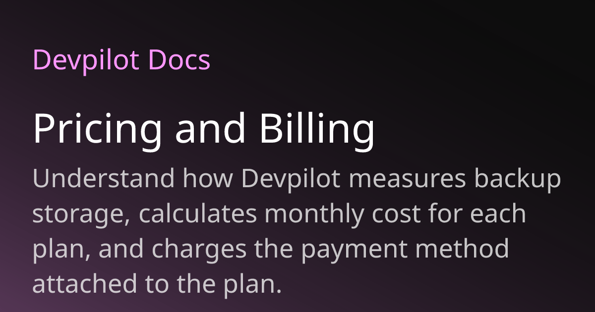 Pricing and Billing | Devpilot Docs