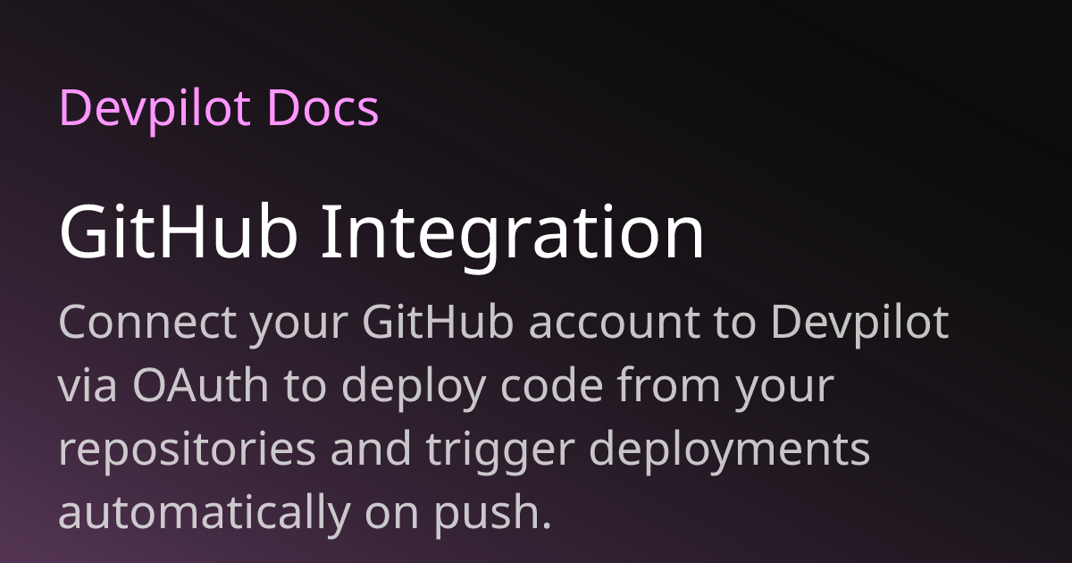GitHub Integration | Devpilot Docs