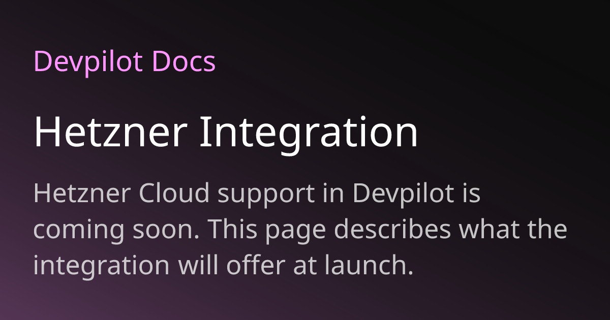 Hetzner Integration | Devpilot Docs