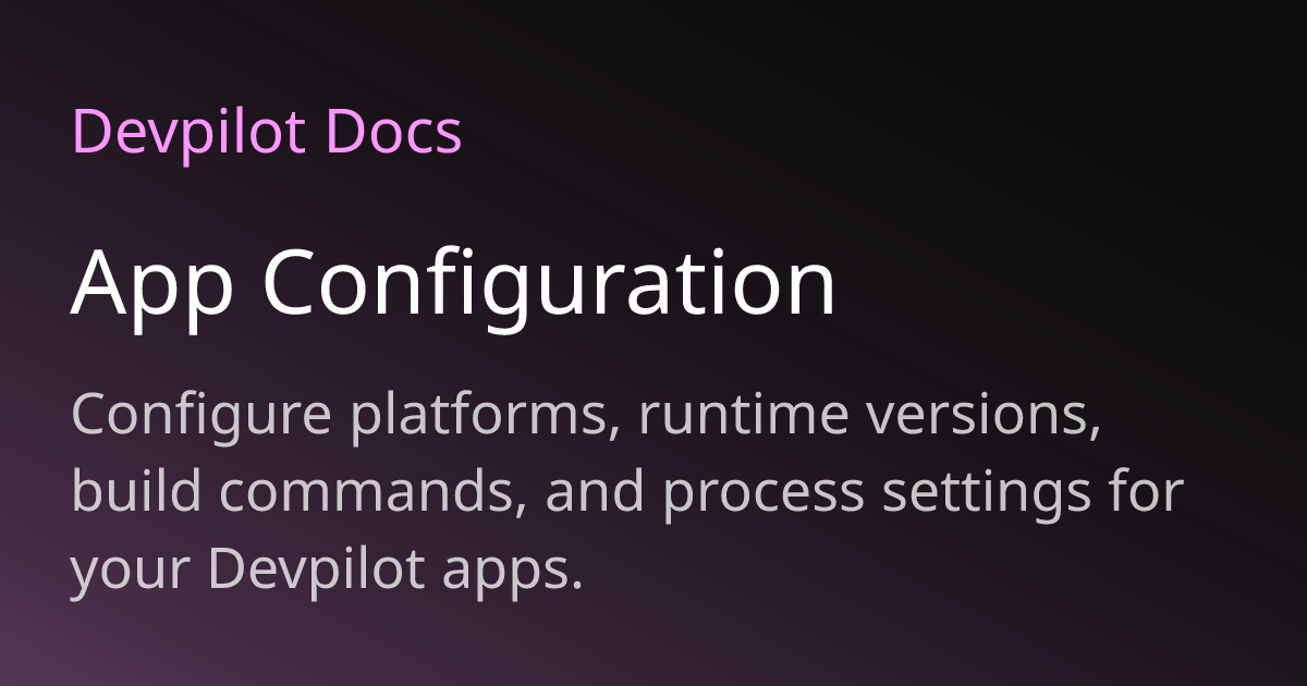 App Configuration | Devpilot Docs