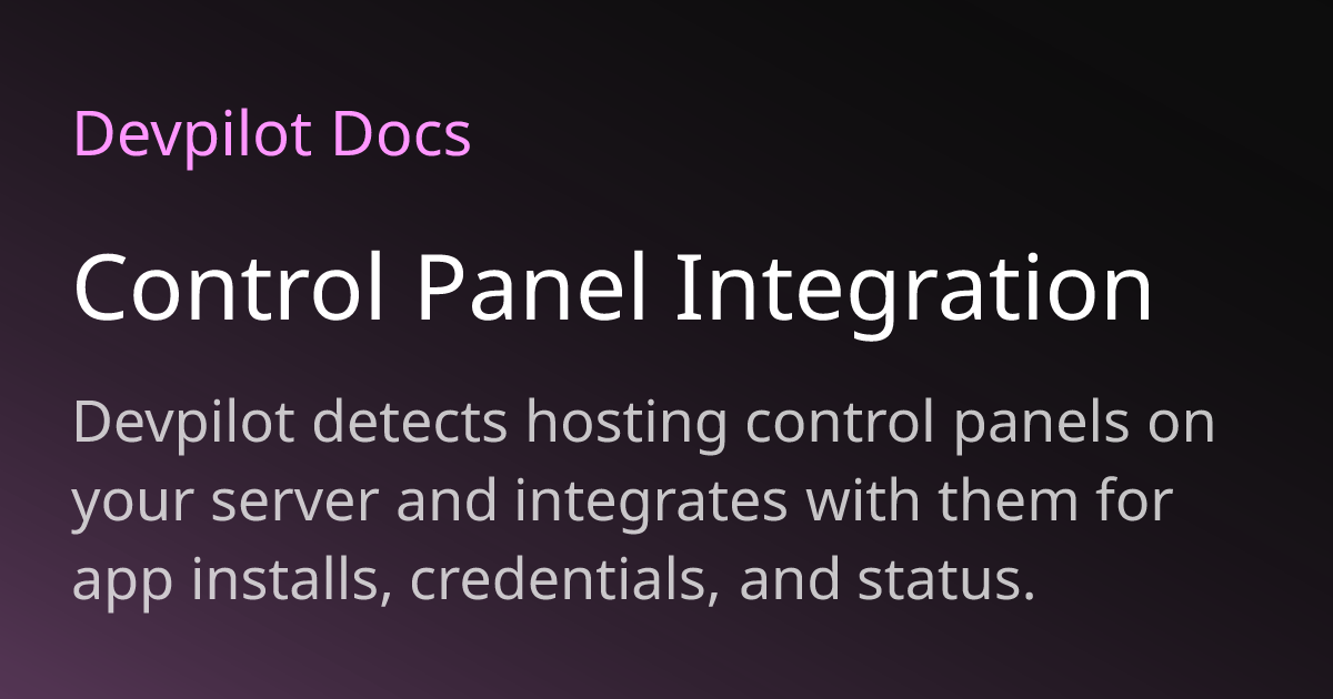 Control Panel Integration | Devpilot Docs