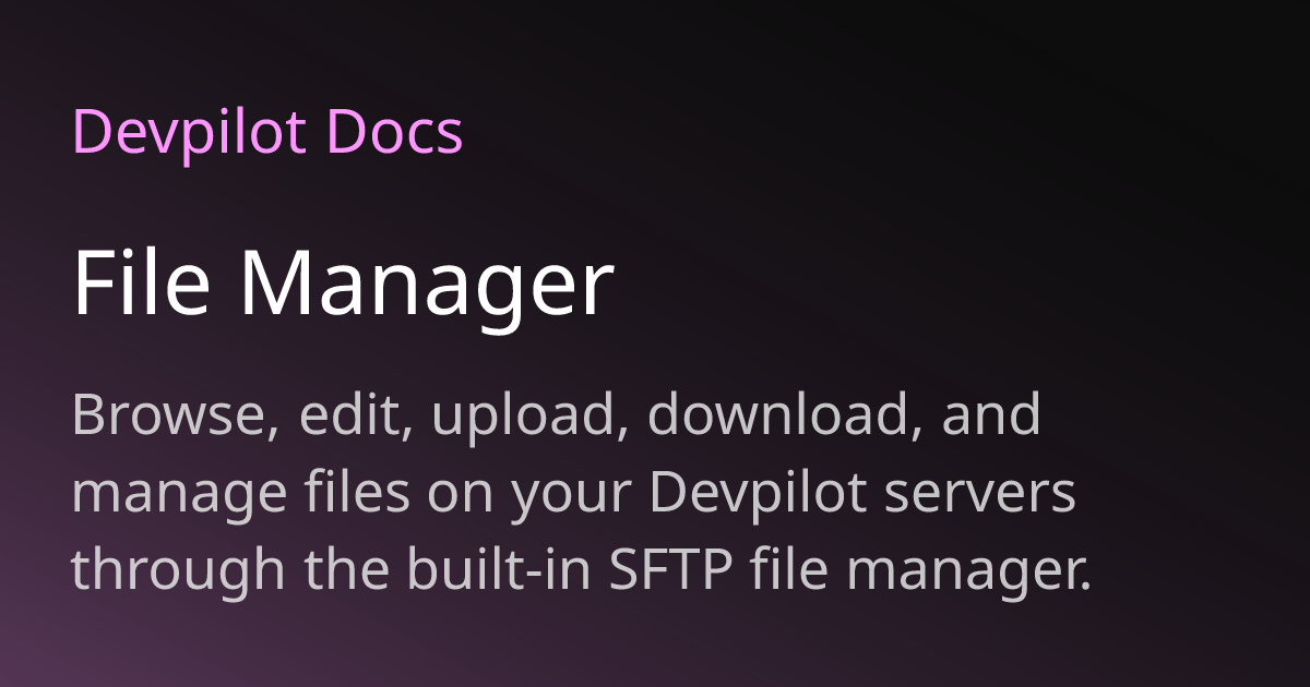 File Manager | Devpilot Docs