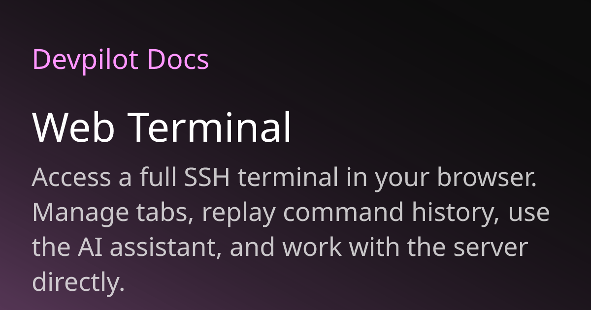 Web Terminal | Devpilot Docs
